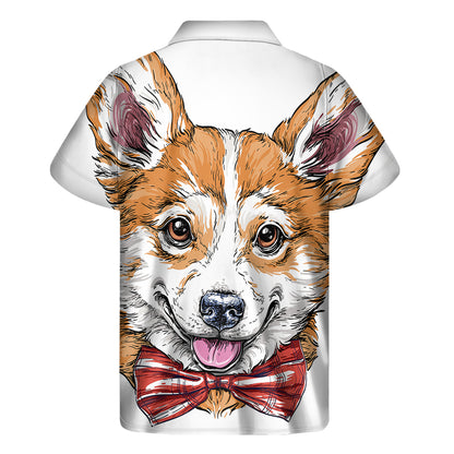 Hipster Pembroke Welsh Corgi Print Men's Short Sleeve Shirt