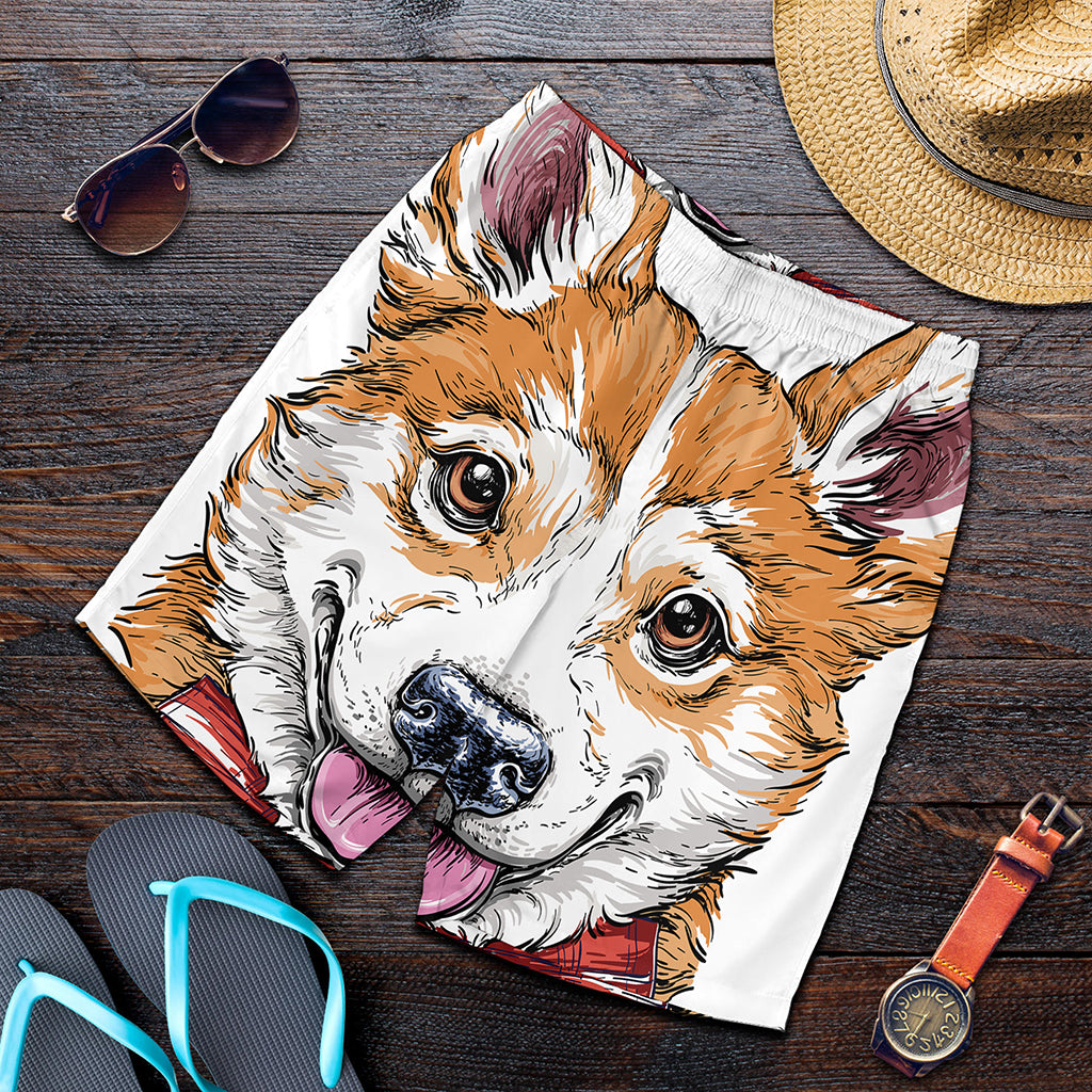 Hipster Pembroke Welsh Corgi Print Men's Shorts
