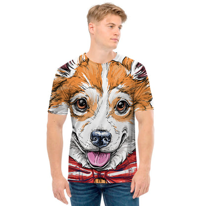 Hipster Pembroke Welsh Corgi Print Men's T-Shirt
