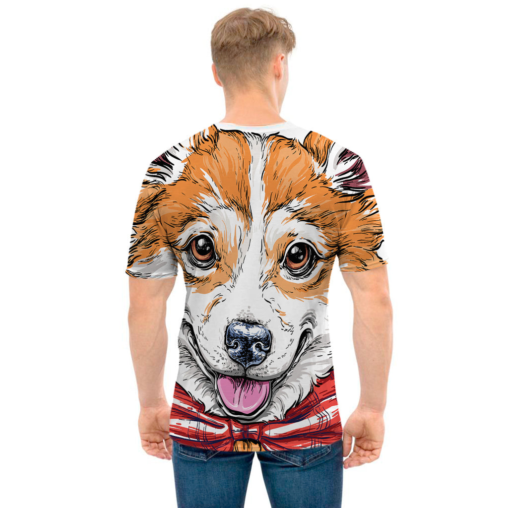 Hipster Pembroke Welsh Corgi Print Men's T-Shirt