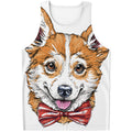 Hipster Pembroke Welsh Corgi Print Men's Tank Top