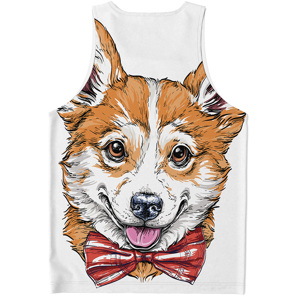 Hipster Pembroke Welsh Corgi Print Men's Tank Top