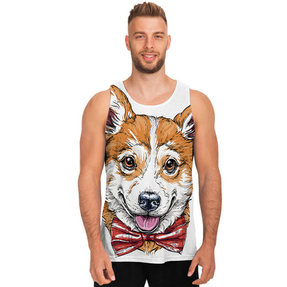 Hipster Pembroke Welsh Corgi Print Men's Tank Top