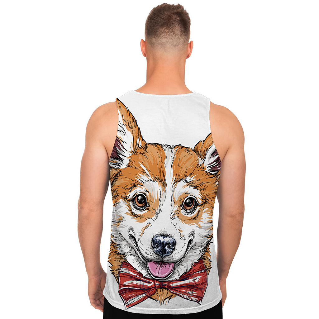 Hipster Pembroke Welsh Corgi Print Men's Tank Top