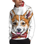 Hipster Pembroke Welsh Corgi Print Pullover Hoodie