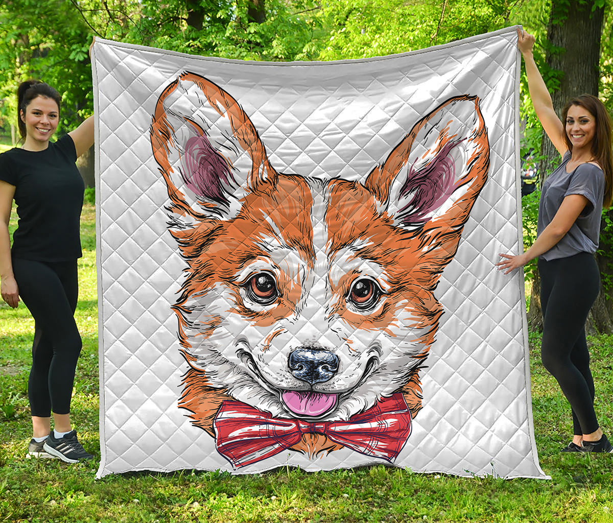 Hipster Pembroke Welsh Corgi Print Quilt