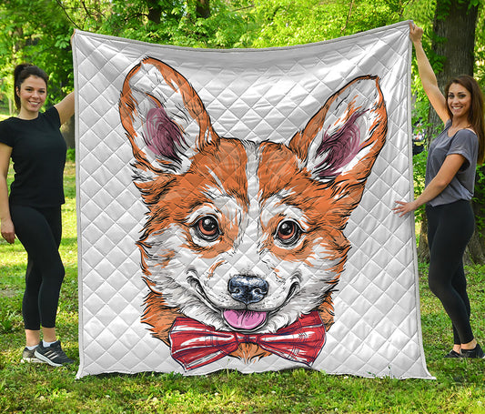 Hipster Pembroke Welsh Corgi Print Quilt