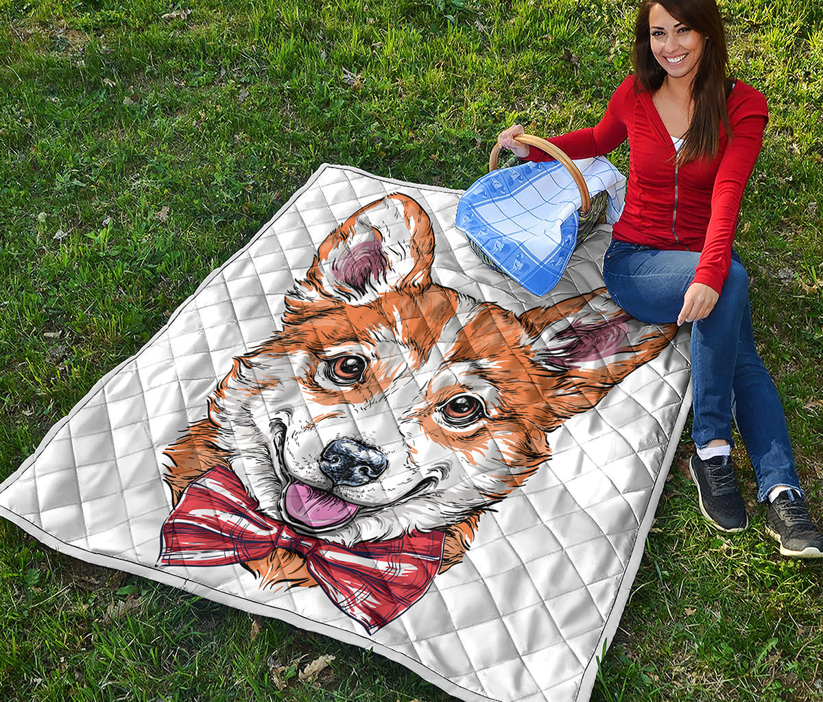 Hipster Pembroke Welsh Corgi Print Quilt