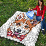 Hipster Pembroke Welsh Corgi Print Quilt