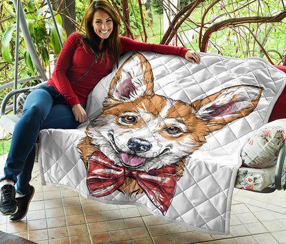 Hipster Pembroke Welsh Corgi Print Quilt