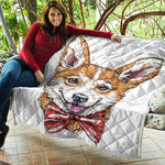 Hipster Pembroke Welsh Corgi Print Quilt