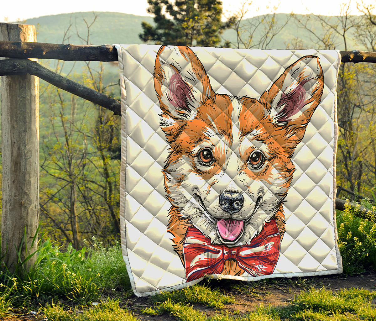 Hipster Pembroke Welsh Corgi Print Quilt