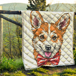 Hipster Pembroke Welsh Corgi Print Quilt
