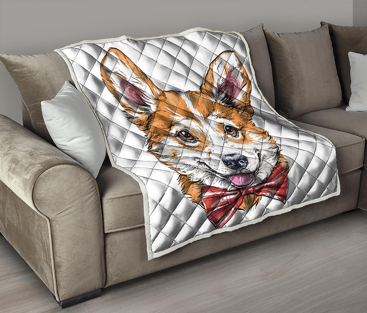 Hipster Pembroke Welsh Corgi Print Quilt