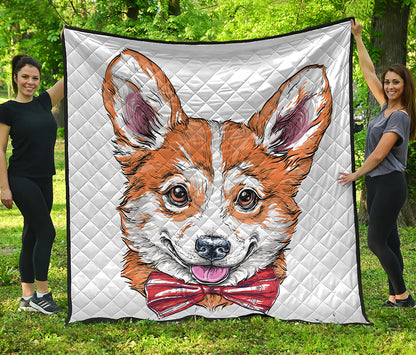 Hipster Pembroke Welsh Corgi Print Quilt