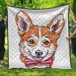 Hipster Pembroke Welsh Corgi Print Quilt