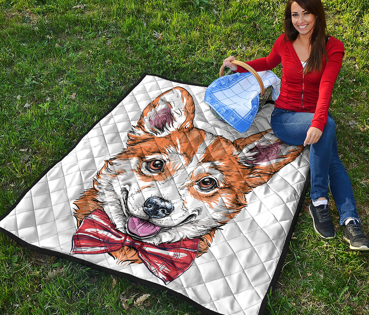 Hipster Pembroke Welsh Corgi Print Quilt