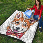 Hipster Pembroke Welsh Corgi Print Quilt