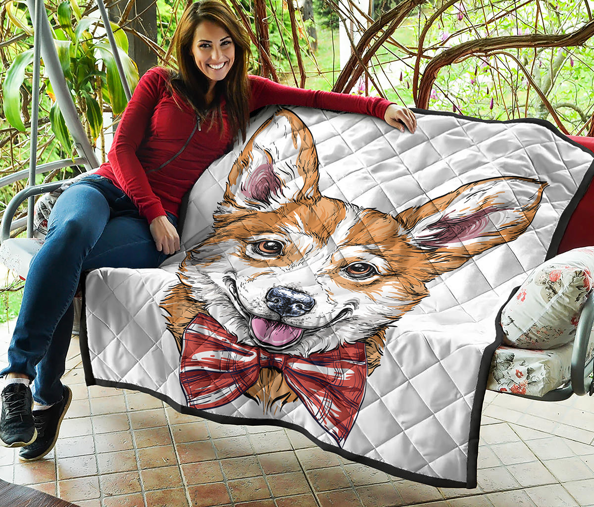 Hipster Pembroke Welsh Corgi Print Quilt