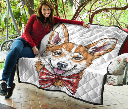 Hipster Pembroke Welsh Corgi Print Quilt