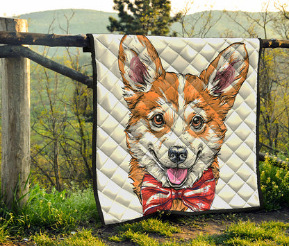 Hipster Pembroke Welsh Corgi Print Quilt