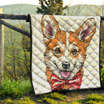 Hipster Pembroke Welsh Corgi Print Quilt