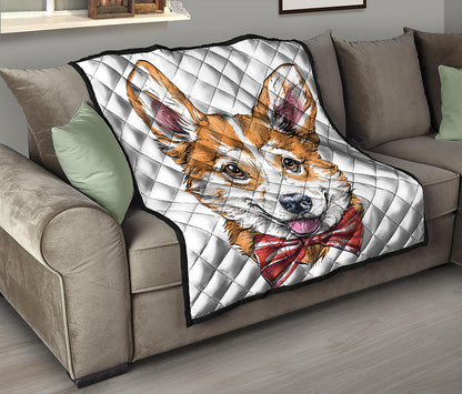Hipster Pembroke Welsh Corgi Print Quilt