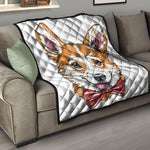Hipster Pembroke Welsh Corgi Print Quilt