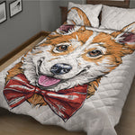 Hipster Pembroke Welsh Corgi Print Quilt Bed Set