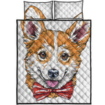 Hipster Pembroke Welsh Corgi Print Quilt Bed Set