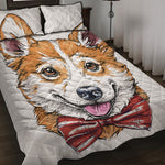 Hipster Pembroke Welsh Corgi Print Quilt Bed Set