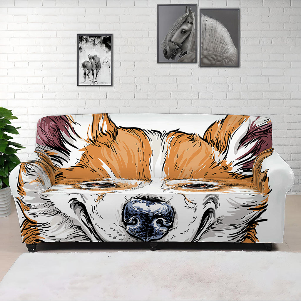 Hipster Pembroke Welsh Corgi Print Sofa Cover