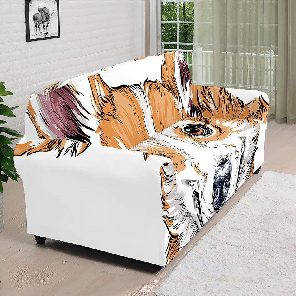 Hipster Pembroke Welsh Corgi Print Sofa Cover