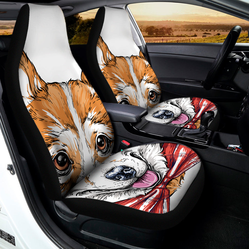 Hipster Pembroke Welsh Corgi Print Universal Fit Car Seat Covers