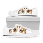 Hipster Pembroke Welsh Corgi Print White Low Top Shoes