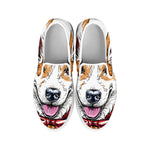 Hipster Pembroke Welsh Corgi Print White Slip On Shoes