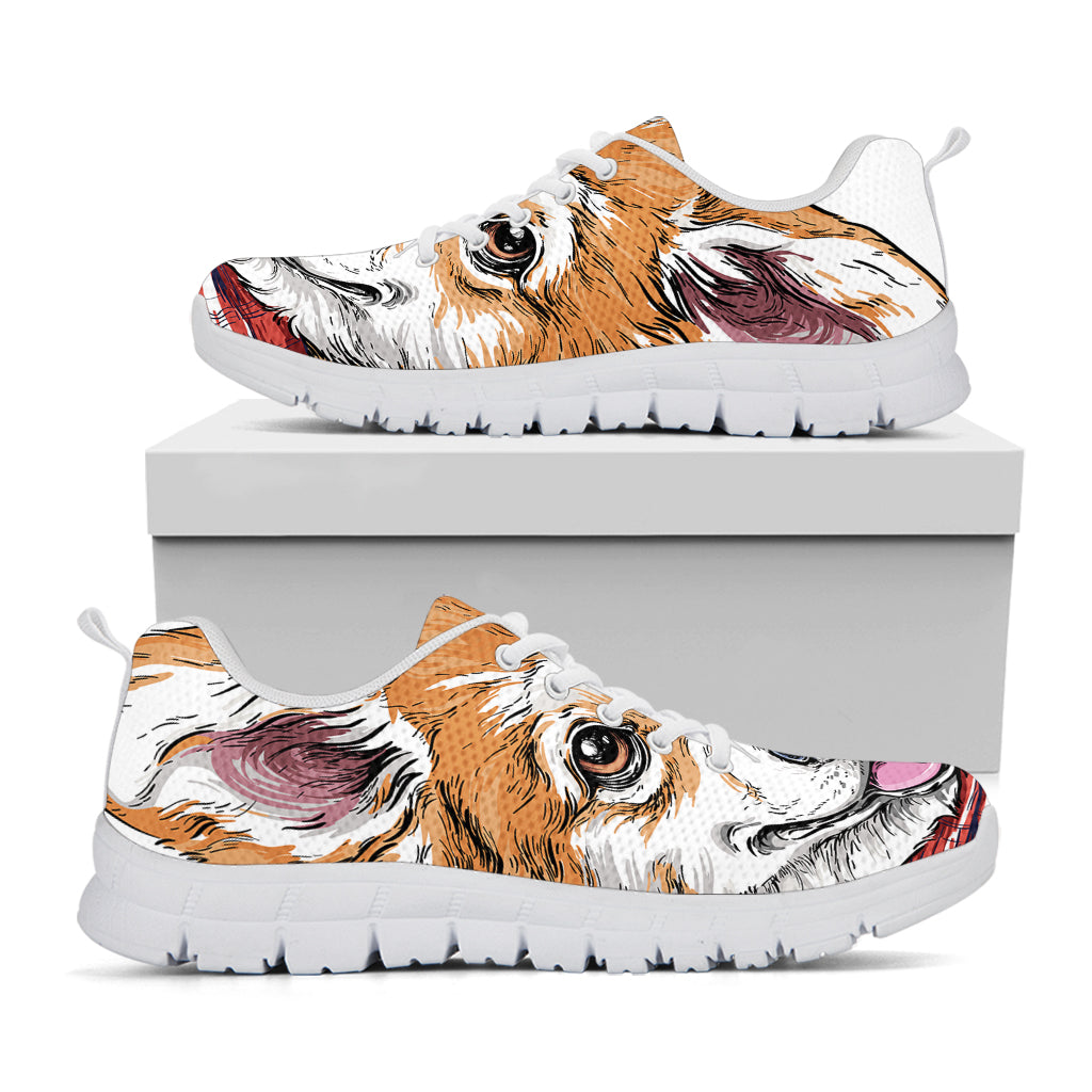 Hipster Pembroke Welsh Corgi Print White Sneakers