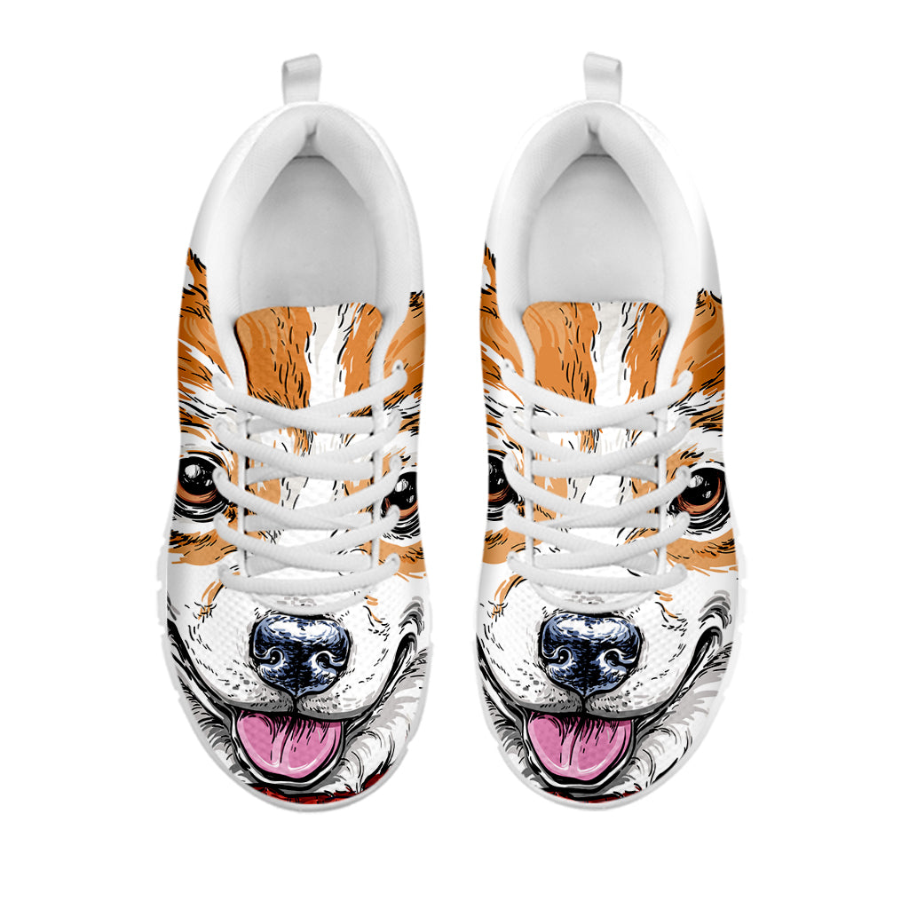 Hipster Pembroke Welsh Corgi Print White Sneakers