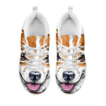 Hipster Pembroke Welsh Corgi Print White Sneakers