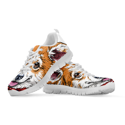 Hipster Pembroke Welsh Corgi Print White Sneakers