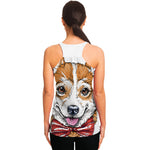 Hipster Pembroke Welsh Corgi Print Women's Racerback Tank Top