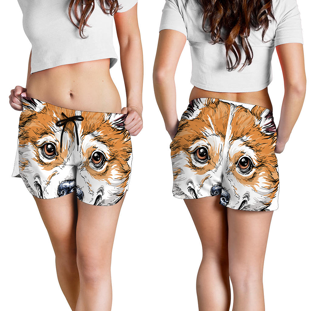 Hipster Pembroke Welsh Corgi Print Women's Shorts