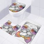 Hipster Pug Print 3 Piece Bath Mat Set