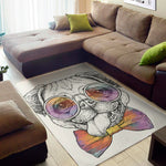 Hipster Pug Print Area Rug