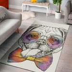 Hipster Pug Print Area Rug