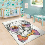 Hipster Pug Print Area Rug