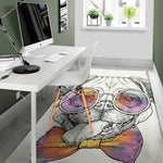 Hipster Pug Print Area Rug