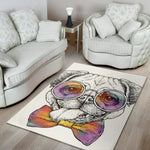 Hipster Pug Print Area Rug