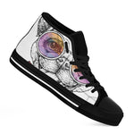 Hipster Pug Print Black High Top Shoes