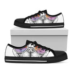 Hipster Pug Print Black Low Top Shoes 